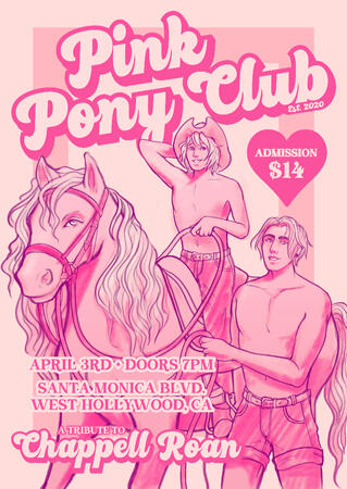 Pink Pony Club print featuring Tyler and Axel for a fake gig